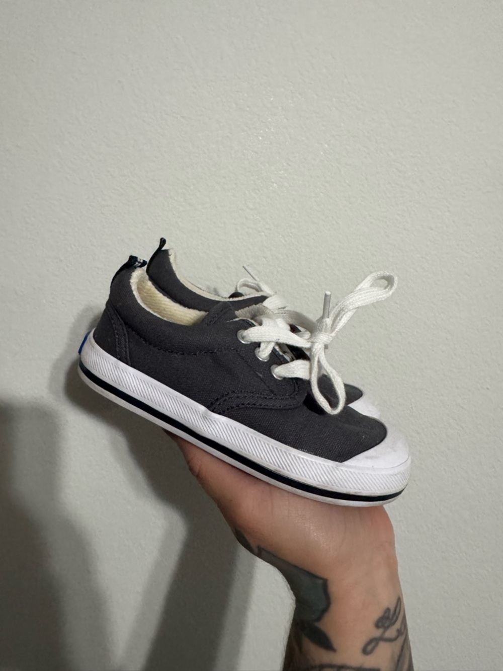 Keds Kids Canvas Lace-Up Sneakers in Black and White